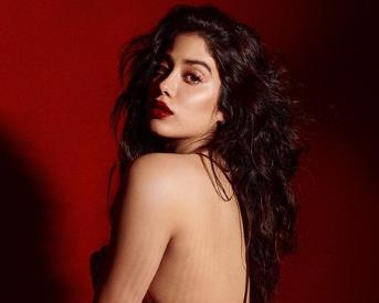 Janhvi Kapoor's glamorous look in a red backless dress.