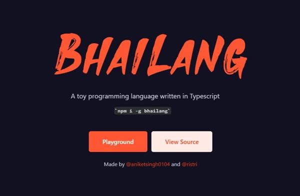 'Bhai-Lang' Programming Language : Java-based programming script created by two Indian engineer friends