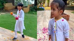 Shilpa Shetty's Little Daughter Samisha And Son Viaan Played Holi With Flowers