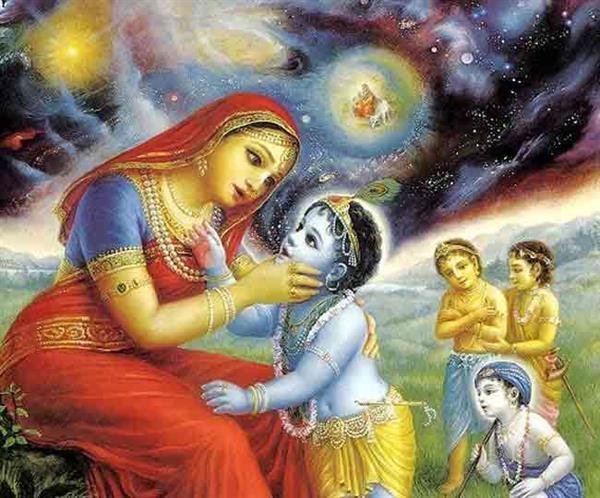 The universe in the mouth of Shri Krishna. 
