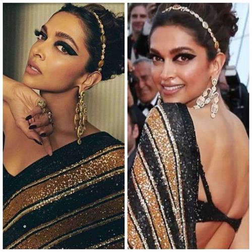 Indian actress Deepika Padukone seen in a beautiful sari at the Cannes Film Festival 2022