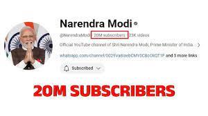 Prime Minister Narendra Modi's YouTube channel crossed 2 crore subscribers.