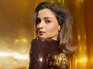 Alia Bhatt looks stunning in a dazzling brown dress.