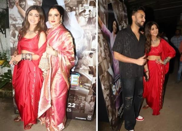 Rekha, Govinda, Elvish Yadav and more celebs attend Shilpa Shetty's Sukhee premiere