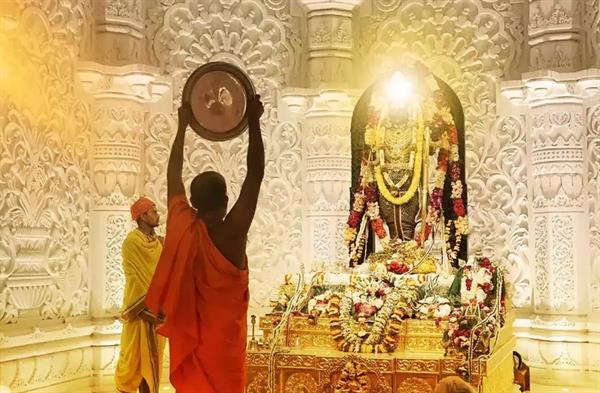 'Surya Tilak' illuminates Ram Lalla idol's forehead at Ayodhya Temple on Ram Navami.