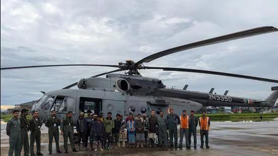 IAF chopper rescues 13 fishermen stranded on flooded Brahmaputra in Assam