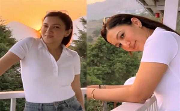 Gauahar Khan is enjoying vacation amidst the mountains, shared sunset video on social media.