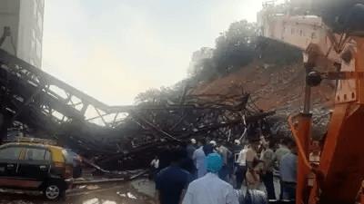 Metal parking tower, massive hoarding collapses amid gusty wind in Mumbai