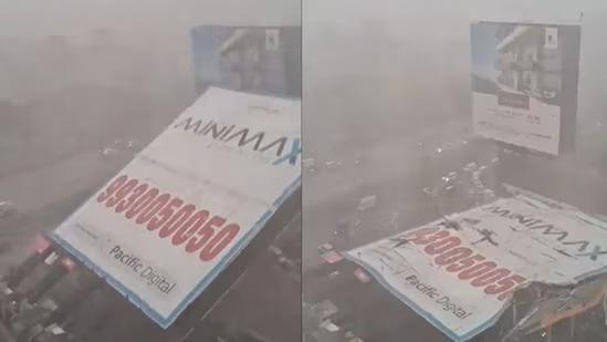 Mumbai rains: Giant billboard collapses in Ghatkopar amid dust storm. Video